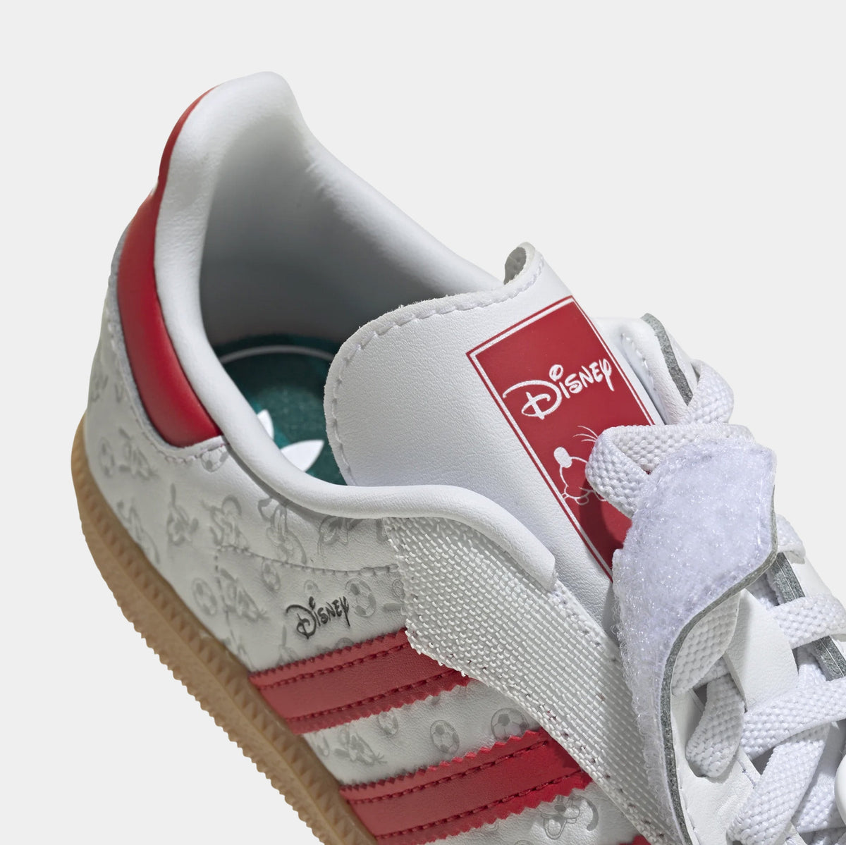 Disney Samba OG Comfort Closure Elastic Lace Preschool Lifestyle Shoes (Cloud White/Better Scarlet/Gum)