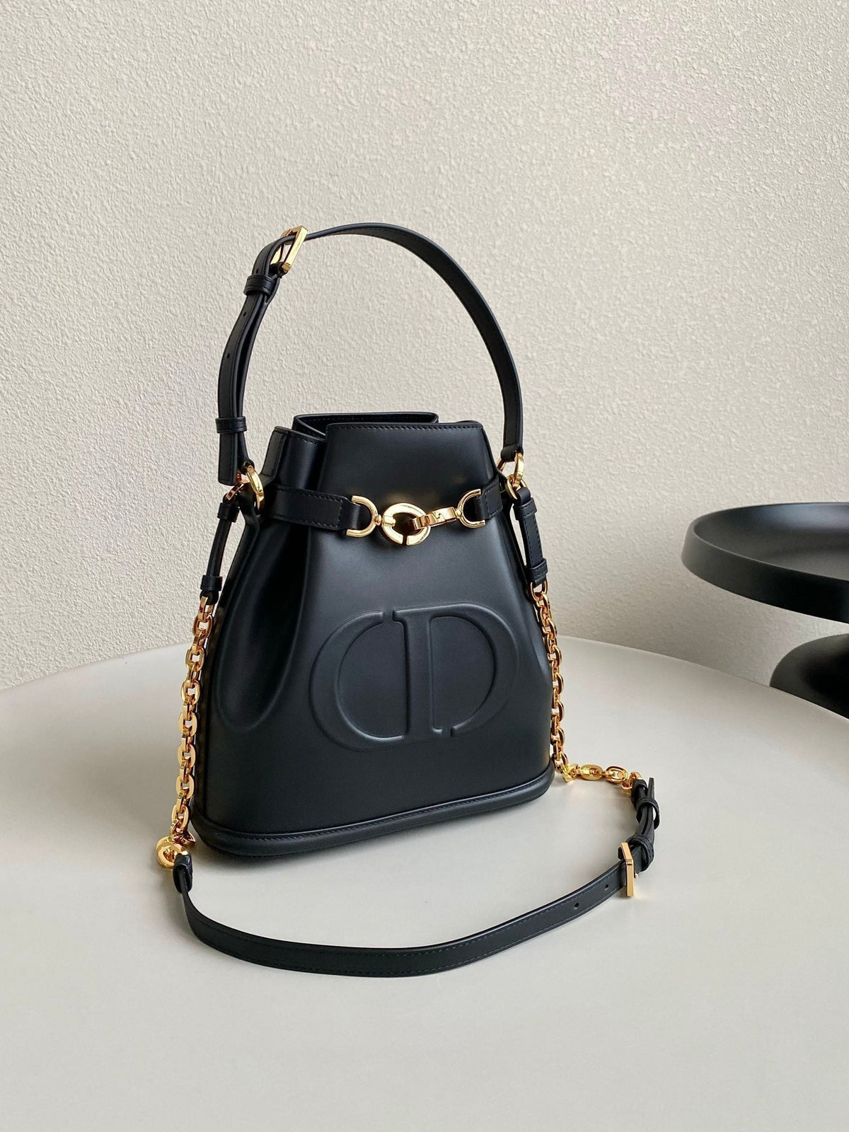 DIOR MEDIUM C'EST 24 IN BLACK CD-EMBOSSED CALFSKIN