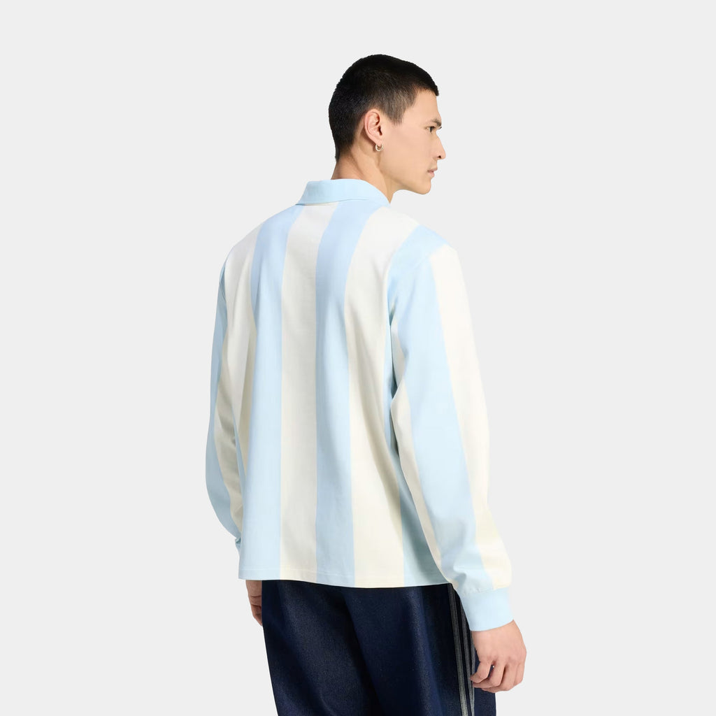 Originals Graphic Polo Mens Long Sleeve SHirt (Ice Blue/Cream White)