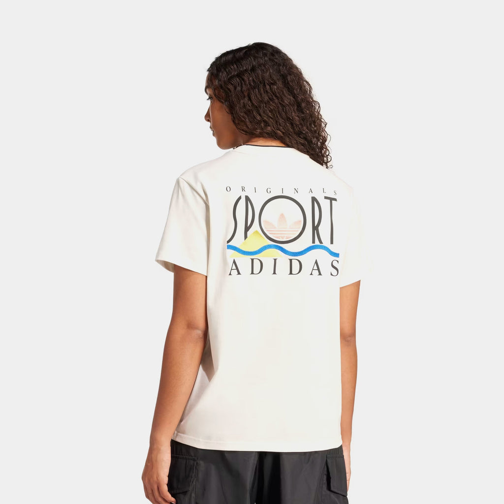 Graphic Sports 3 Stripes Womens Short Sleeve Shirt (Cloud White)