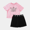 Raglan Tee Bubble Skort Preschool Set (Pink/Black)