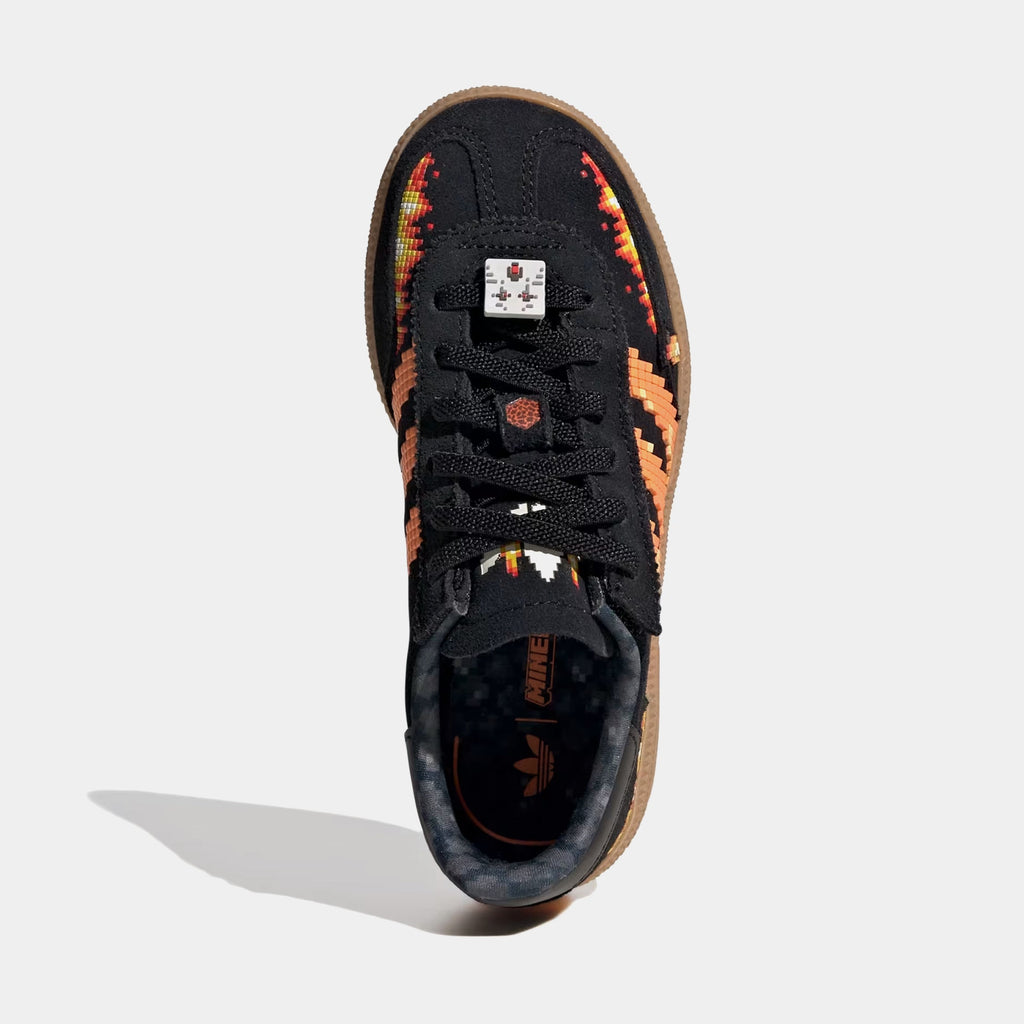 Minecraft Handball Spezial Comfort Closure Elastic Lace Preschool Lifestyle Shoes (Core Black/Pure Orange/Cloud White)
