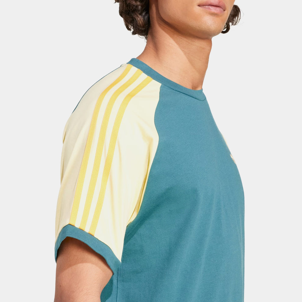 Original Cali 3 Stripes Mens Short Sleeve Shirt (Tech Green/Almost Yellow/Hazy Orange)