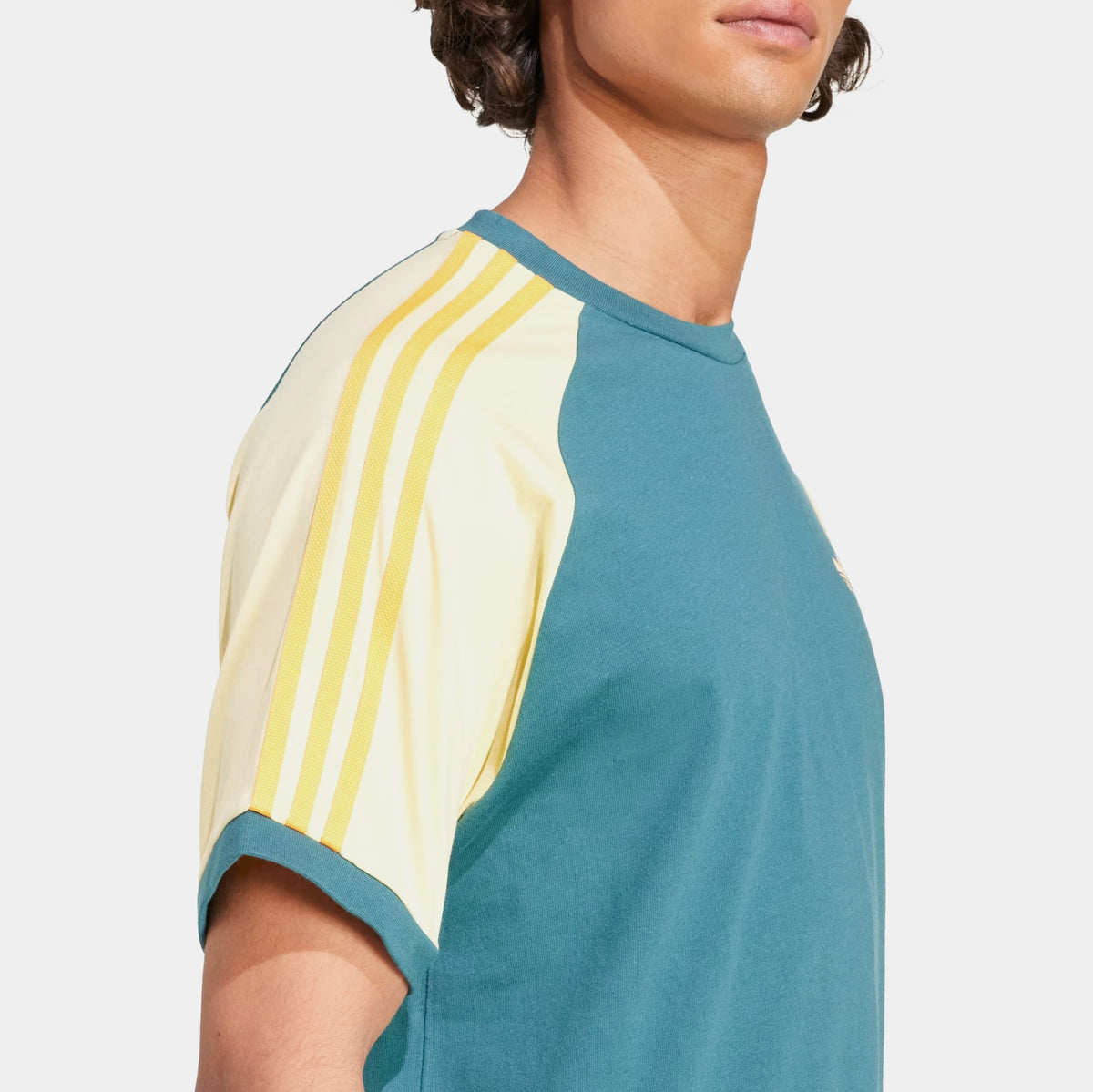 Original Cali 3 Stripes Mens Short Sleeve Shirt (Tech Green/Almost Yellow/Hazy Orange)