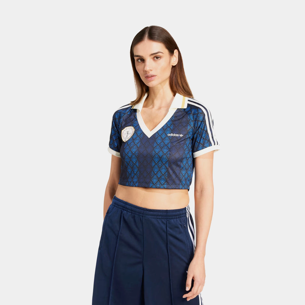 Originals Retro Crop Polo Womens Short Sleeve Shirt (Black/Night Indigo)