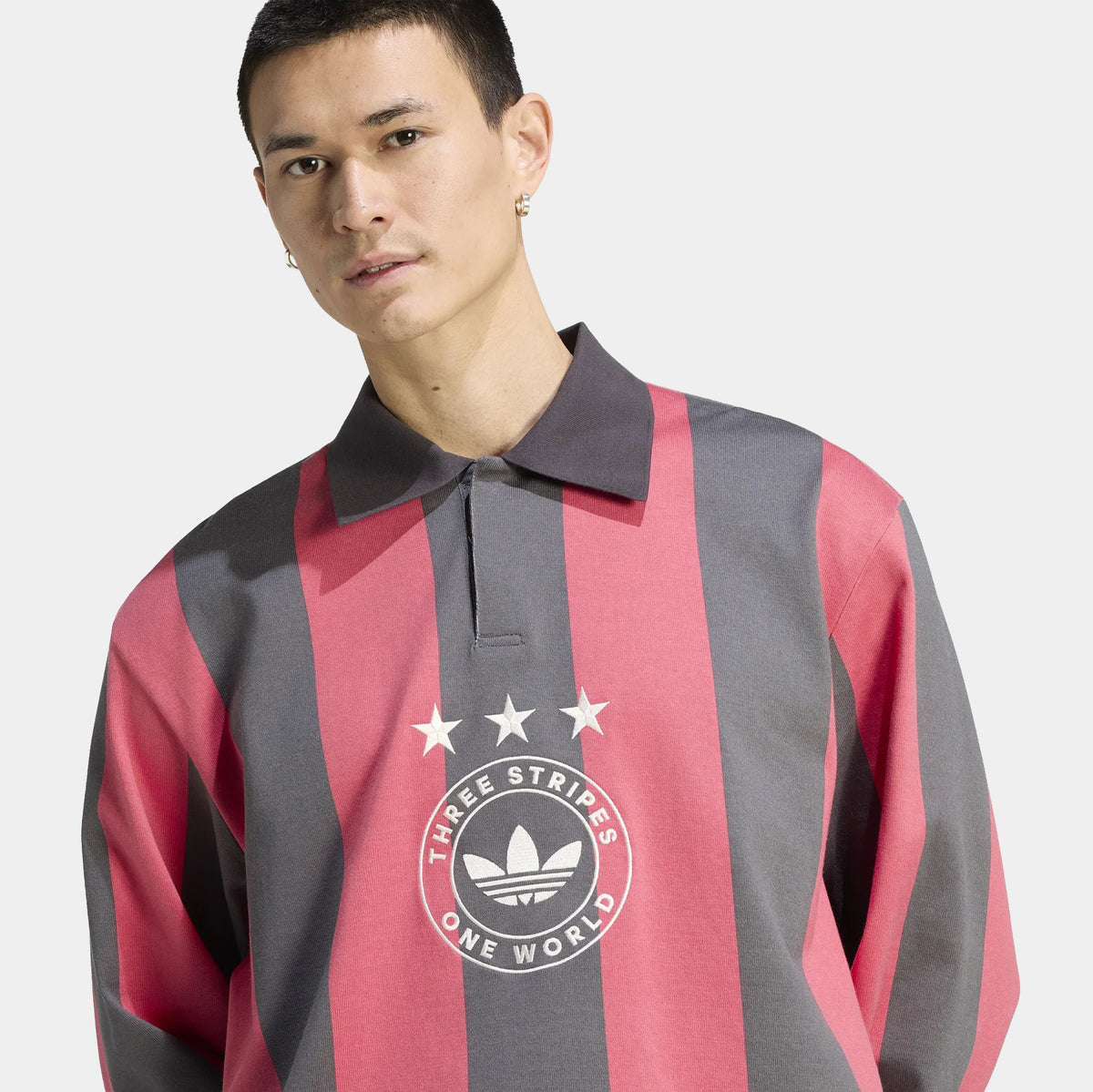 Originals Graphic Polo Mens Long Sleeve Shirt (Utility black/Pure Ruby)