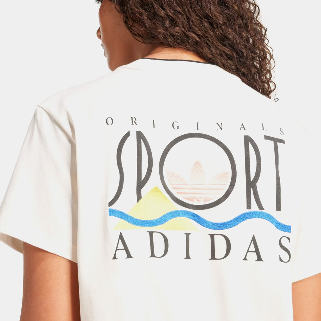 Graphic Sports 3 Stripes Womens Short Sleeve Shirt (Cloud White)