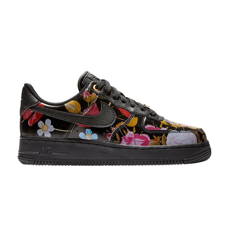 Nike Wmns Air Force 1 Low 'Floral' — Black/Black-Metallic Gold