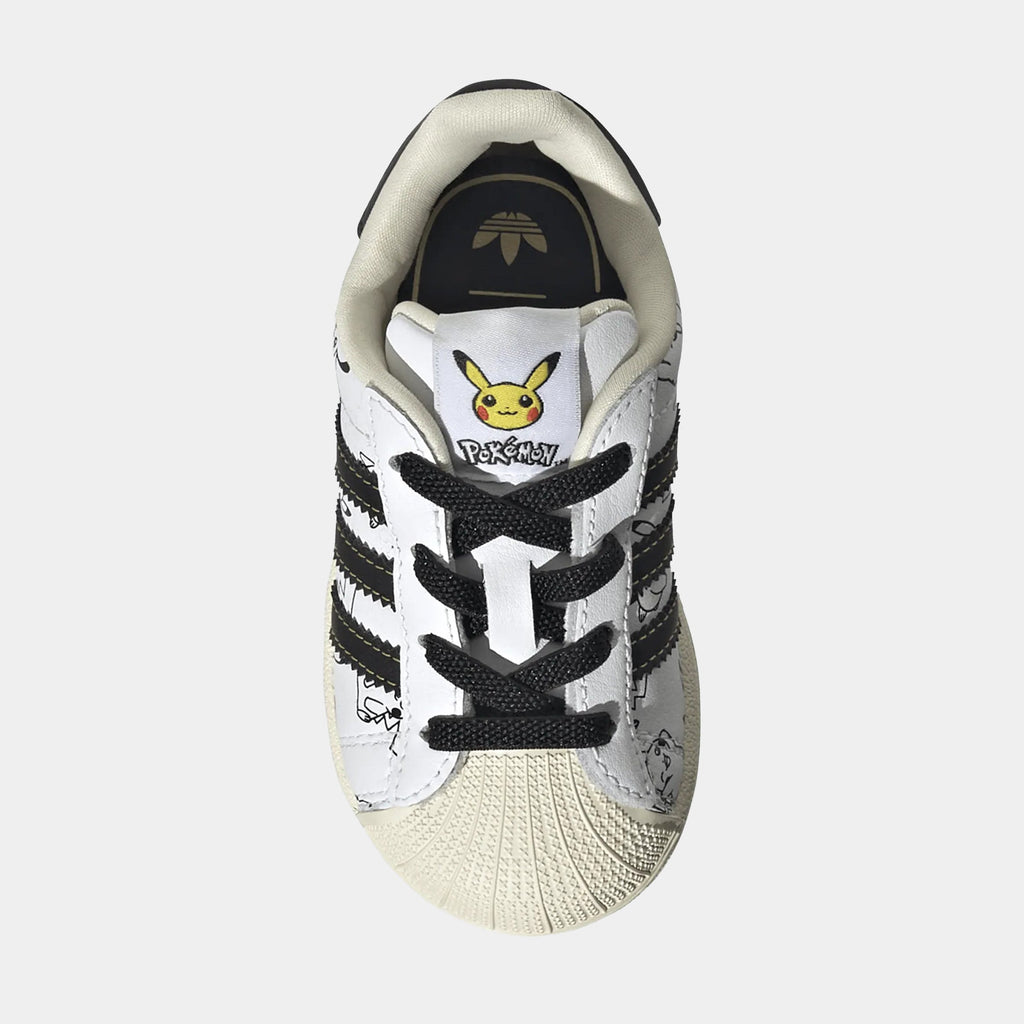 Pokemon x adidas Superstar II Elastic Lace Infant Toddler Lifestyle Shoes (Cloud White /Core Black/Gold Metallic)