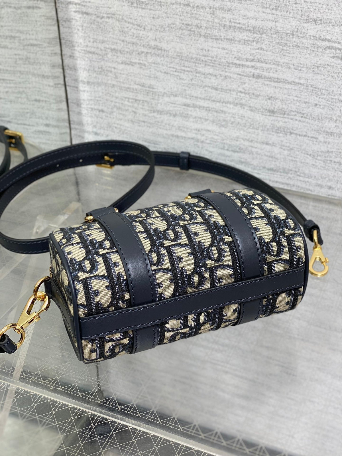 DIOR GROOVE MINI 17 BAG IN BLACK MIX BEIGE OBLIQUE MONOGRAM JACQUARD