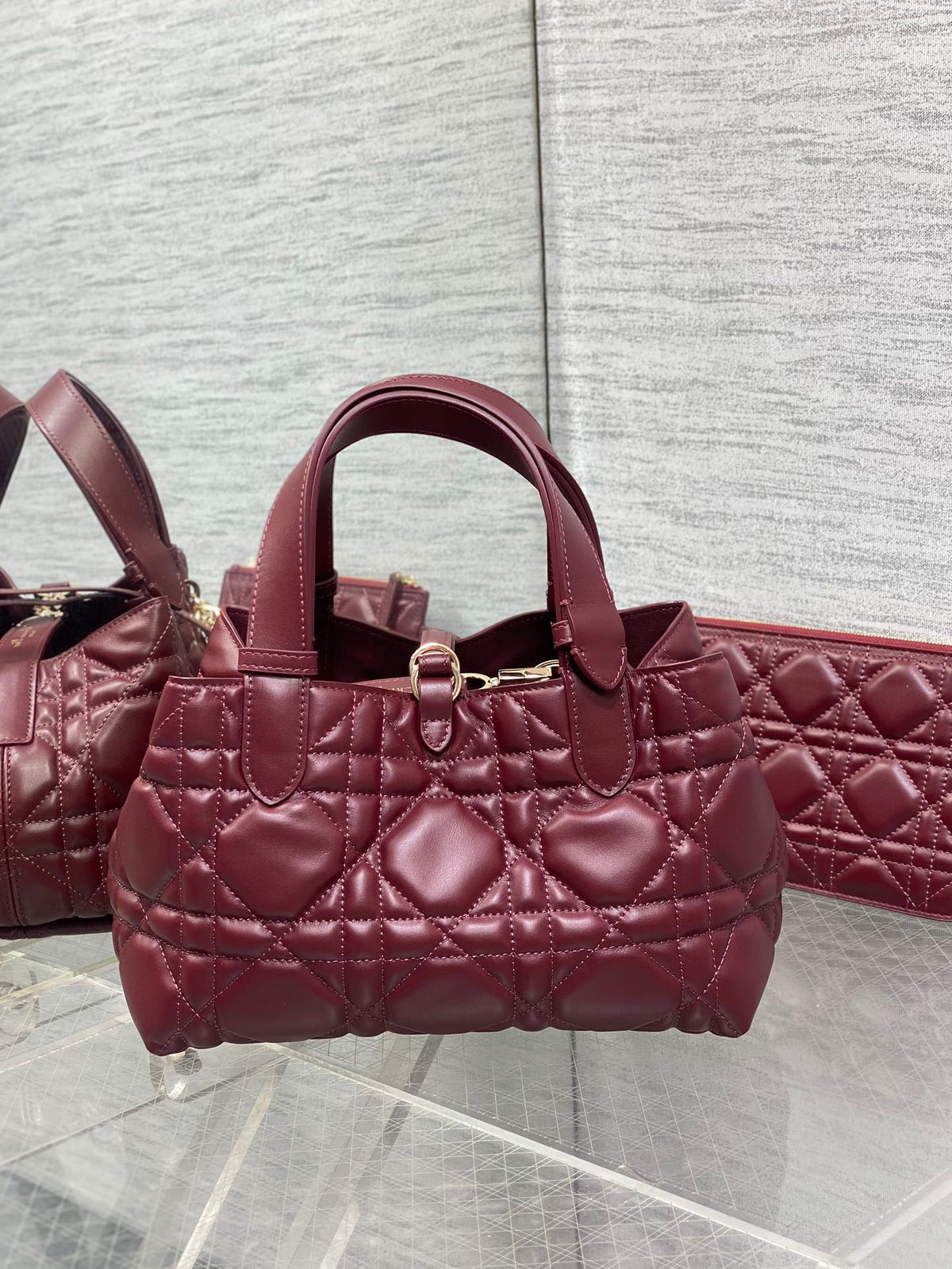 DIOR ALWAYS MINI 23 BAG IN BURGUNDY RED MACROCANNAGE CALFSKIN